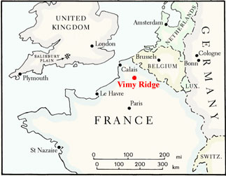 Une carte montrant l'emplacement de Virginia Ridge, à Ottawa, près du Musée canadien de la guerre.