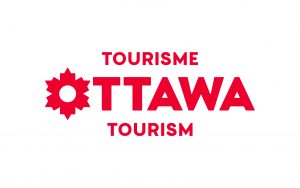 Le logo de Tourisme Ottawa à Ottawa, mettant en valeur le Musée canadien de la guerre.